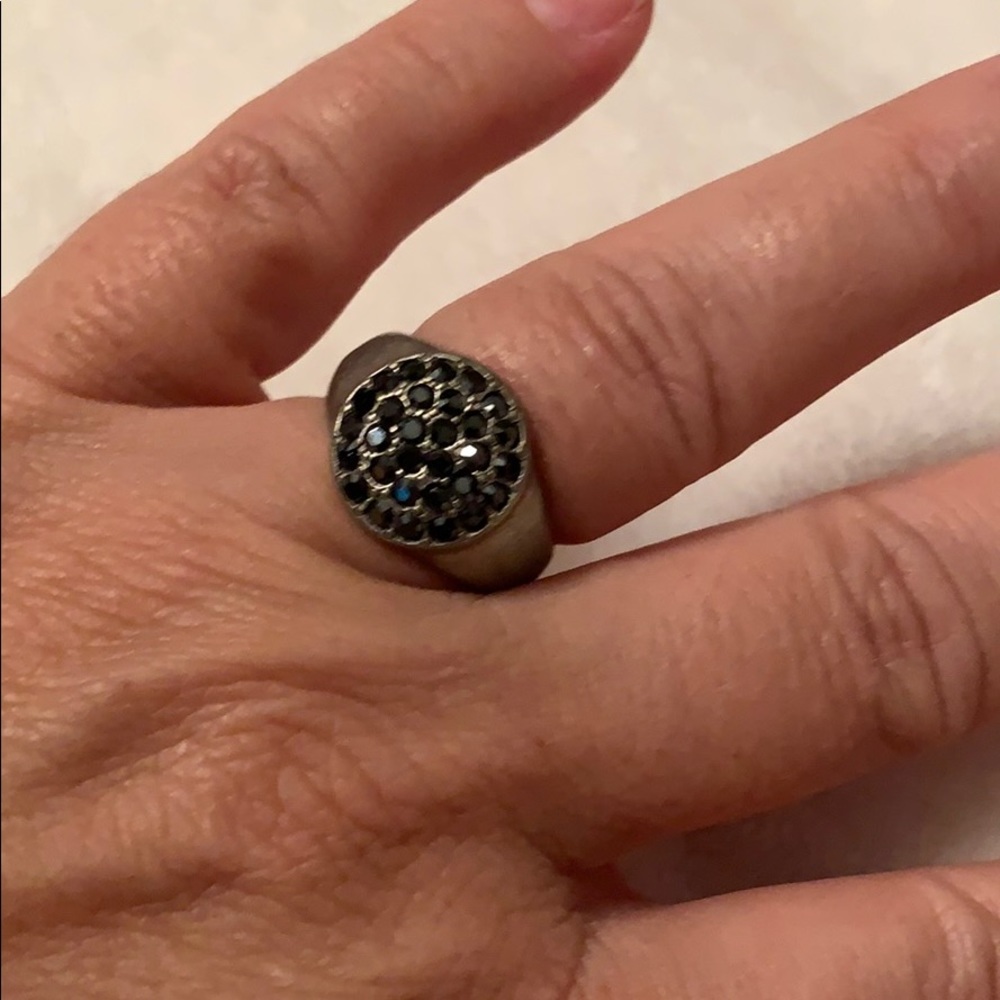 Tommassini black and crystal ring size 8